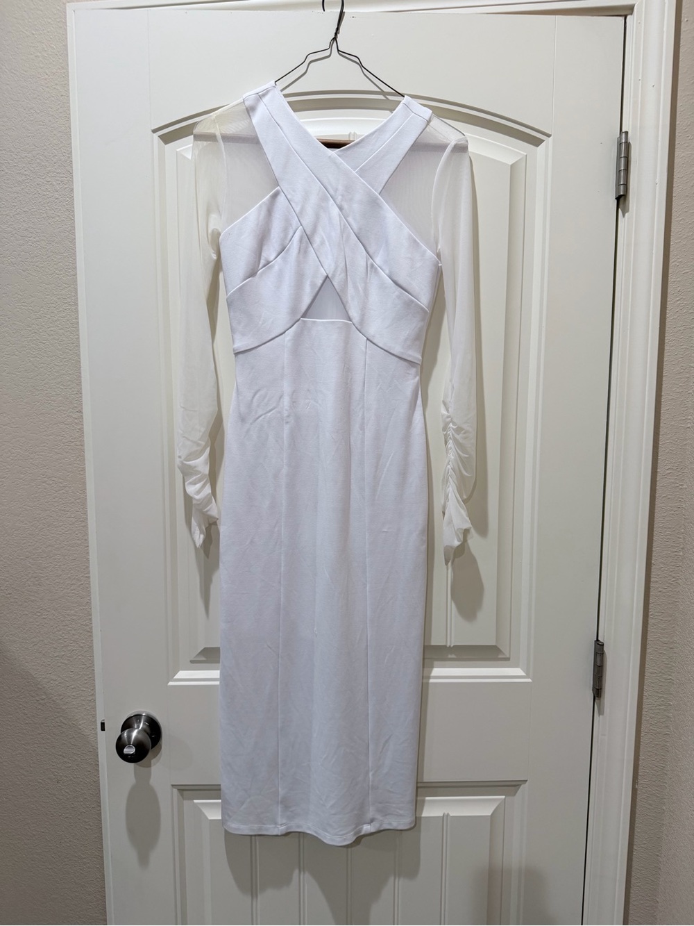 Bailey 44 White Cross-Front Midi Dress